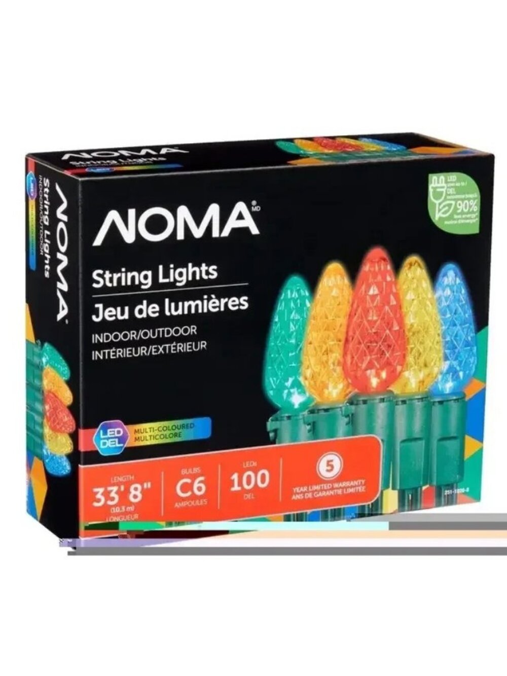 NOMA Outdoor Christmas Lights C6 LED 100, Multi Colour 33.67ft